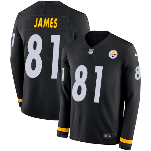 Nike Steelers #81 Jesse James Black Team Color Men's Stitched NFL Limited Therma Long Sleeve Jersey Nike Steelers #81 Jesse James Black Team Color Men's Stitched NFL Limited Therma Long Sleeve Jersey