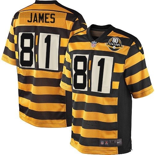 Nike Steelers #81 Jesse James Yellow Black Alternate Men's Stitched NFL 80TH Throwback Elite Jersey