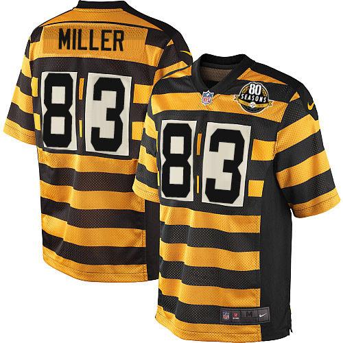 Nike Steelers #83 Heath Miller Yellow Black Alternate Men's Stitched NFL 80TH Throwback Elite Jersey Nike Steelers #83 Heath Miller Yellow Black Alternate Men's Stitched NFL 80TH Throwback Elite Jersey