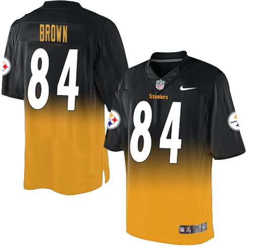 Nike Steelers #84 Antonio Brown Black Gold Men's Stitched NFL Elite Fadeaway Fashion Jersey Nike Steelers #84 Antonio Brown Black Gold Men's Stitched NFL Elite Fadeaway Fashion Jersey