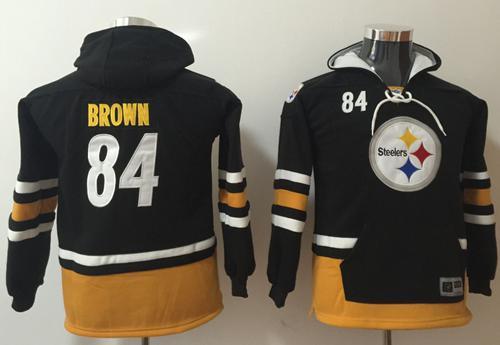 Nike Steelers #84 Antonio Brown Black Gold Youth Name & Number Pullover NFL Hoodie