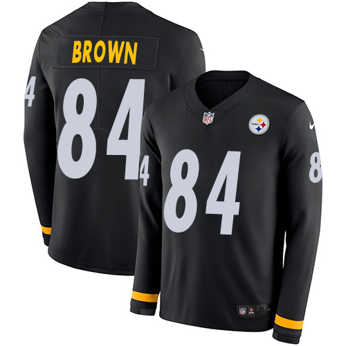 Nike Steelers #84 Antonio Brown Black Team Color Men's Stitched NFL Limited Therma Long Sleeve Jersey Nike Steelers #84 Antonio Brown Black Team Color Men's Stitched NFL Limited Therma Long Sleeve Jersey