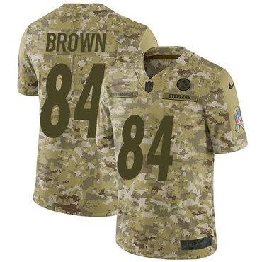 Nike Steelers #84 Antonio Brown Camo Men's Stitched NFL Limited 2018 Salute To Service Jersey