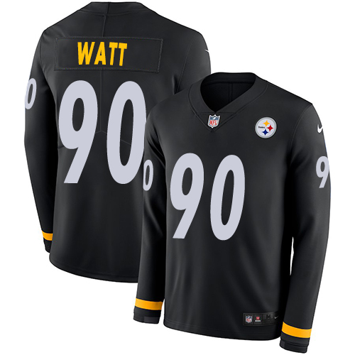 Nike Steelers #90 T. J. Watt Black Team Color Men's Stitched NFL Limited Therma Long Sleeve Jersey Nike Steelers #90 T. J. Watt Black Team Color Men's Stitched NFL Limited Therma Long Sleeve Jersey