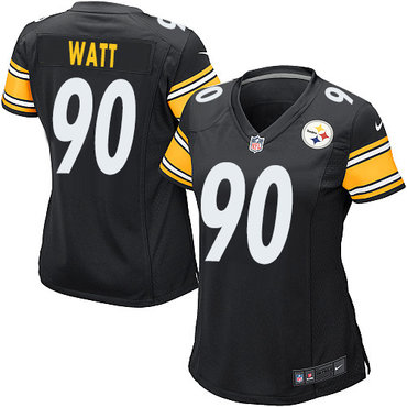 Nike Steelers #90 T. J. Watt Black Team Color Women's Stitched NFL Elite Jersey
