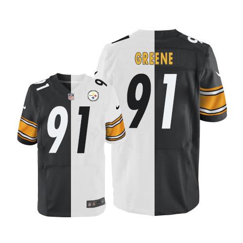 Nike Steelers #91 Kevin Greene White Black Men's Stitched NFL Elite Split Jersey
