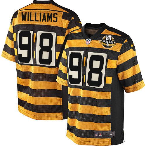 Nike Steelers #98 Vince Williams Yellow Black Alternate Men's Stitched NFL 80TH Throwback Elite Jersey
