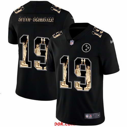 Nike Steelers 19 JuJu Smith Schuster Black Statue Of Liberty Limited Jersey