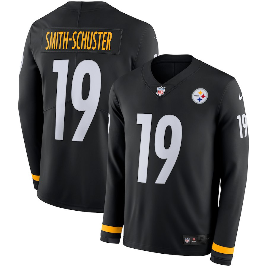 Nike Steelers 19 JuJu Smith-Schuster Black Therma Long Sleeve Jersey Nike Steelers 19 JuJu Smith-Schuster Black Therma Long Sleeve Jersey