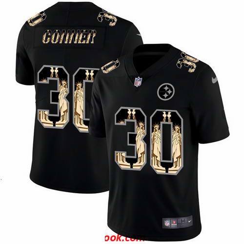 Nike Steelers 30 James Conner Black Statue Of Liberty Limited Jersey