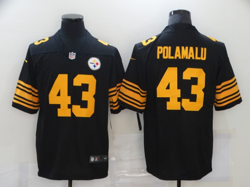 Nike Steelers 43 Troy Polamalu Black Color Rush Limited Jersey