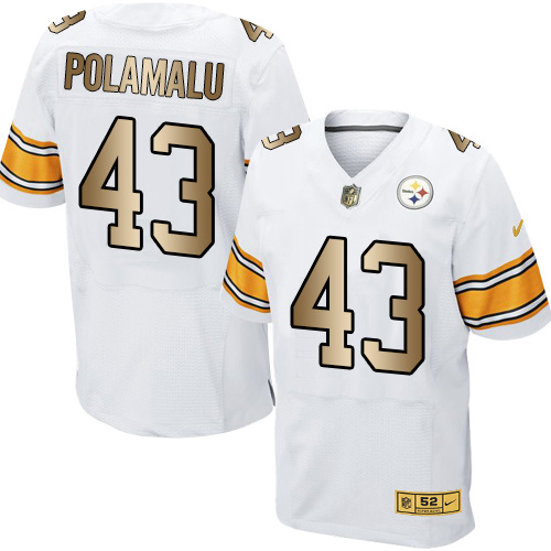 Nike Steelers 43 Troy Polamalu White Gold Elite Jersey Nike Steelers 43 Troy Polamalu White Gold Elite Jersey