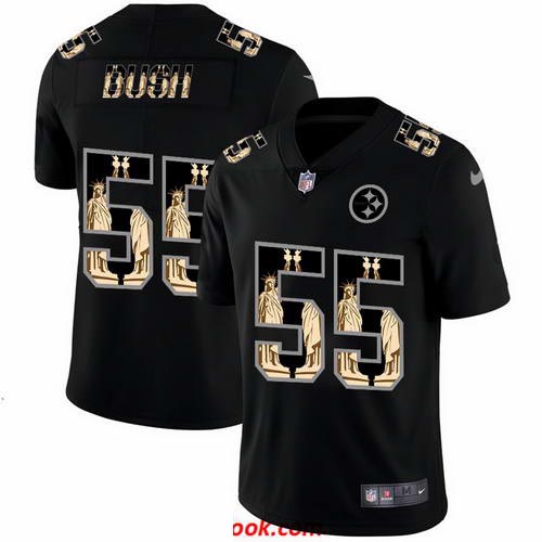 Nike Steelers 55 Devin Bush Black Statue Of Liberty Limited Jersey