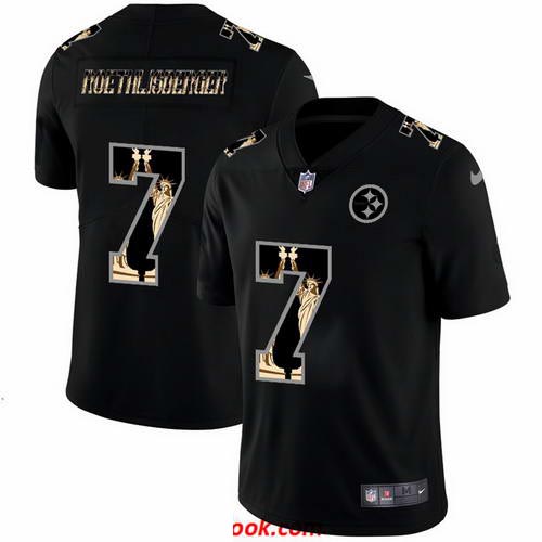 Nike Steelers 7 Ben Roethlisberger Black Statue Of Liberty Limited Jersey