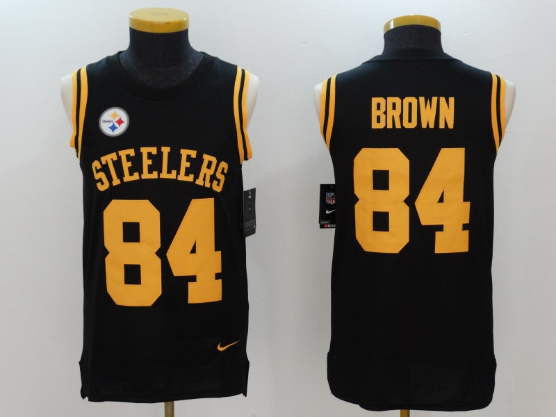 Nike Steelers 84 Antonio Brown Black Color Rush Men's Tank Top