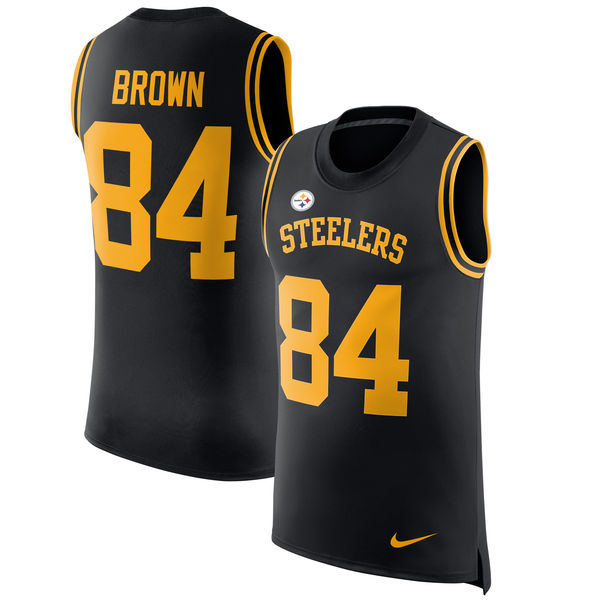 Nike Steelers 84 Antonio Brown Black Color Rush Name & Number Tank Top
