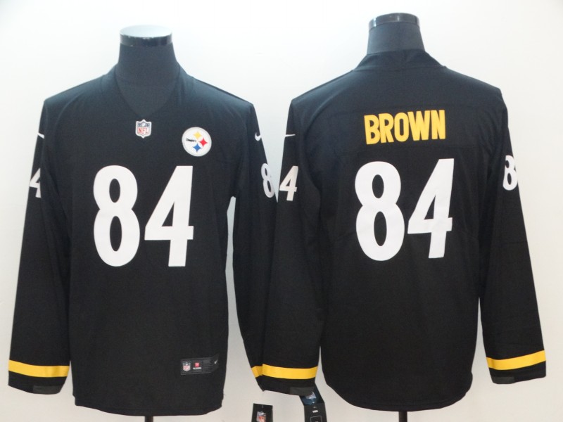 Nike Steelers 84 Antonio Brown Black Therma Long Sleeve Jersey Nike Steelers 84 Antonio Brown Black Therma Long Sleeve Jersey