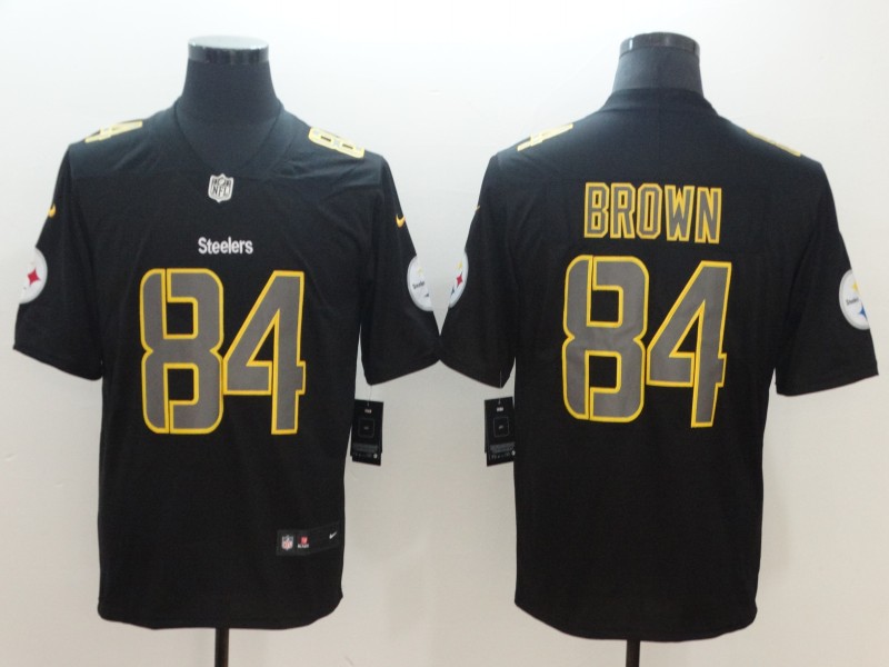 Nike Steelers 84 Antonio Brown Black Vapor Impact Limited Jersey.