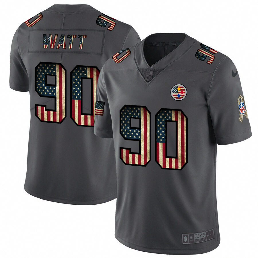 Nike Steelers 90 T.J. Watt 2019 Salute To Service USA Flag Fashion Limited Jersey
