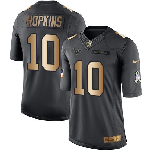 Nike Texans #10 DeAndre Hopkins Black Men's Stitched NFL Limited Gold Salute To Service Jersey Nike Texans #10 DeAndre Hopkins Black Men's Stitched NFL Limited Gold Salute To Service Jersey