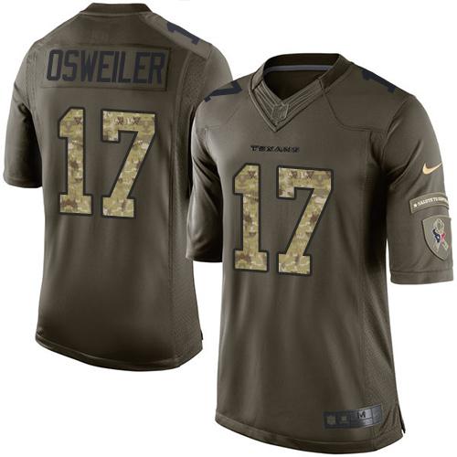 Nike Texans #17 Brock Osweiler Green Men's Stitched NFL Limited Salute to Service Jersey Nike Texans #17 Brock Osweiler Green Men's Stitched NFL Limited Salute to Service Jersey