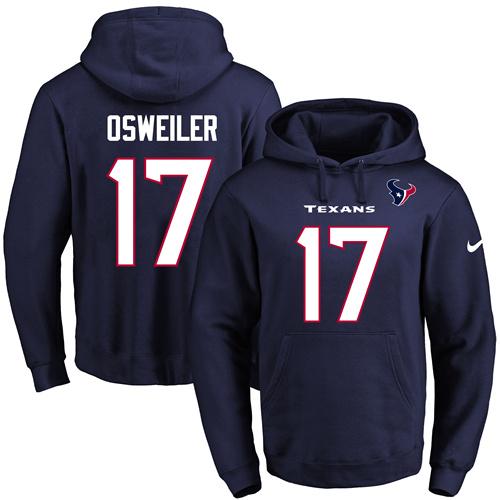 Nike Texans #17 Brock Osweiler Navy Blue Name & Number Pullover NFL Hoodie Nike Texans #17 Brock Osweiler Navy Blue Name & Number Pullover NFL Hoodie