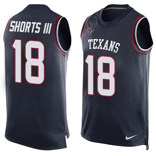 Nike Texans #18 Cecil Shorts III Navy Blue Team Color Men's Stitched NFL Limited Tank Top Jersey Nike Texans #18 Cecil Shorts III Navy Blue Team Color Men's Stitched NFL Limited Tank Top Jersey