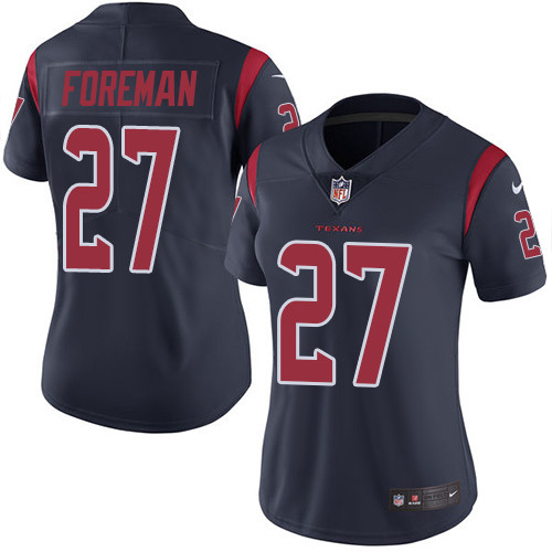 Nike Texans #27 D'Onta Foreman Navy Blue Women's Stitched NFL Limited Rush Jersey