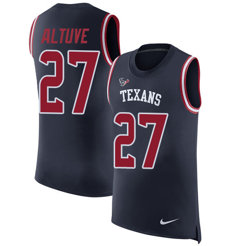 Nike Texans #27 Jose Altuve Navy Blue Team Color Men's Stitched NFL Limited Rush Tank Top Jersey Nike Texans #27 Jose Altuve Navy Blue Team Color Men's Stitched NFL Limited Rush Tank Top Jersey