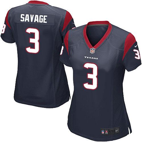 Nike Texans #3 Tom Savage Navy Blue Team Color Women's Stitched NFL Elite Jersey