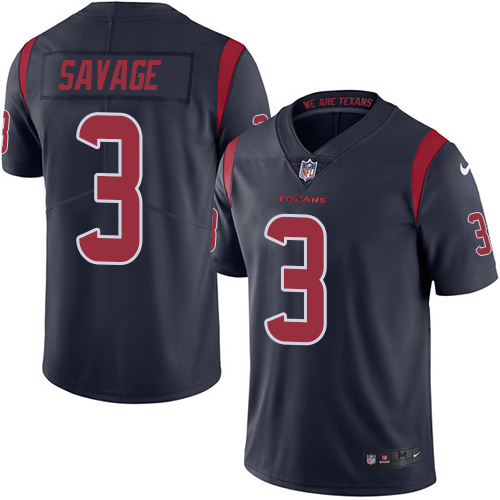 Nike Texans #3 Tom Savage Navy Blue Youth Stitched NFL Limited Rush Jersey
