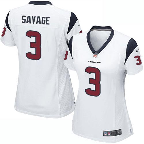 Nike Texans #3 Tom Savage White Women's Stitched NFL Elite Jersey