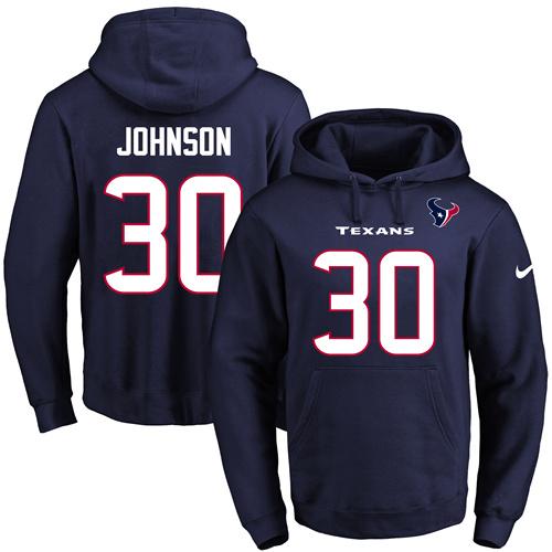 Nike Texans #30 Kevin Johnson Navy Blue Name & Number Pullover NFL Hoodie Nike Texans #30 Kevin Johnson Navy Blue Name & Number Pullover NFL Hoodie