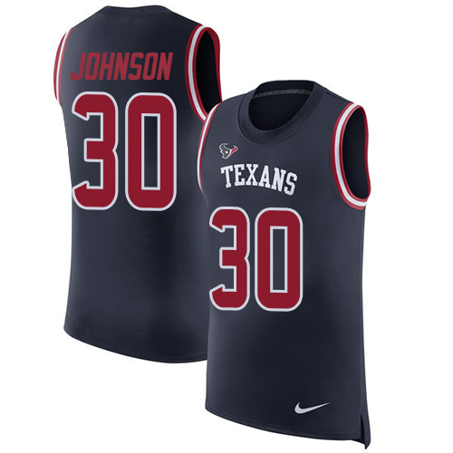 Nike Texans #30 Kevin Johnson Navy Blue Team Color Men's Stitched NFL Limited Rush Tank Top Jersey Nike Texans #30 Kevin Johnson Navy Blue Team Color Men's Stitched NFL Limited Rush Tank Top Jersey