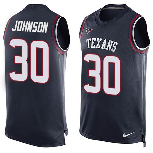 Nike Texans #30 Kevin Johnson Navy Blue Team Color Men's Stitched NFL Limited Tank Top Jersey Nike Texans #30 Kevin Johnson Navy Blue Team Color Men's Stitched NFL Limited Tank Top Jersey