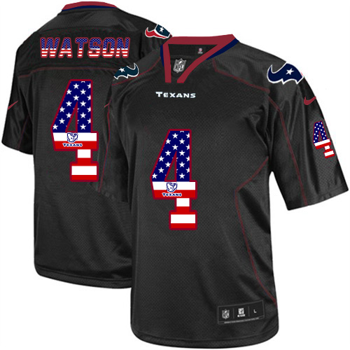 Nike Texans #4 Deshaun Watson Black Men's Stitched NFL Elite USA Flag Fashion Jersey Nike Texans #4 Deshaun Watson Black Men's Stitched NFL Elite USA Flag Fashion Jersey