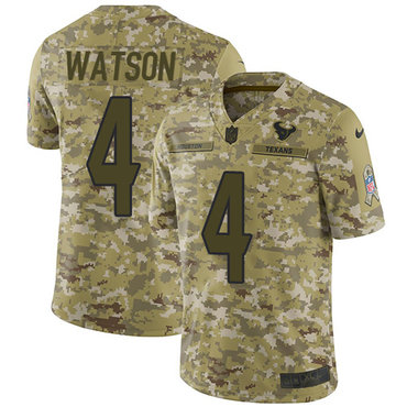 Nike Texans #4 Deshaun Watson Camo Youth Stitched NFL Limited 2018 Salute to Service Jersey Nike Texans #4 Deshaun Watson Camo Youth Stitched NFL Limited 2018 Salute to Service Jersey