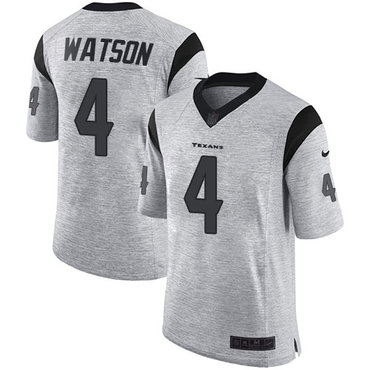 Nike Texans #4 Deshaun Watson Gray Men's Stitched NFL Limited Gridiron Gray II Jersey Nike Texans #4 Deshaun Watson Gray Men's Stitched NFL Limited Gridiron Gray II Jersey