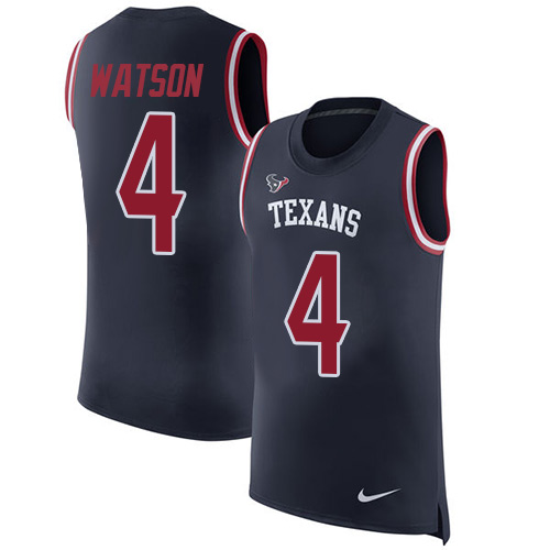 Nike Texans #4 Deshaun Watson Navy Blue Team Color Men's Stitched NFL Limited Rush Tank Top Jersey Nike Texans #4 Deshaun Watson Navy Blue Team Color Men's Stitched NFL Limited Rush Tank Top Jersey
