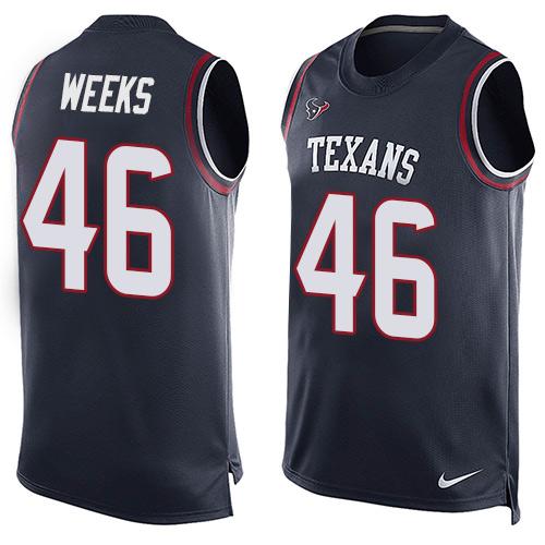 Nike Texans #46 Jon Weeks Navy Blue Team Color Men's Stitched NFL Limited Tank Top Jersey Nike Texans #46 Jon Weeks Navy Blue Team Color Men's Stitched NFL Limited Tank Top Jersey
