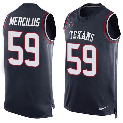 Nike Texans #59 Whitney Mercilus Navy Blue Team Color Men's Stitched NFL Limited Tank Top Jersey Nike Texans #59 Whitney Mercilus Navy Blue Team Color Men's Stitched NFL Limited Tank Top Jersey