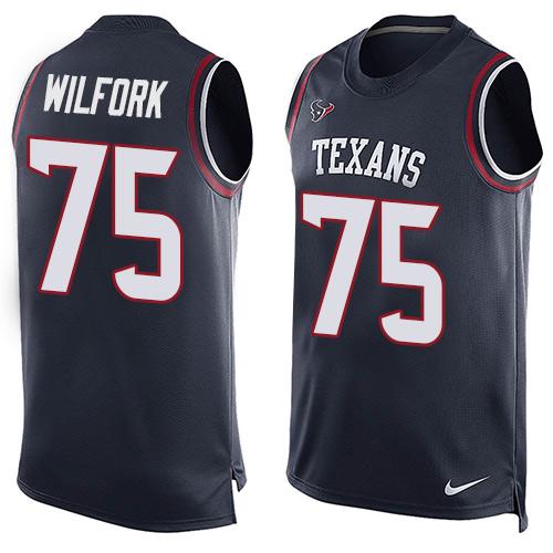Nike Texans #75 Vince Wilfork Navy Blue Team Color Men's Stitched NFL Limited Tank Top Jersey Nike Texans #75 Vince Wilfork Navy Blue Team Color Men's Stitched NFL Limited Tank Top Jersey