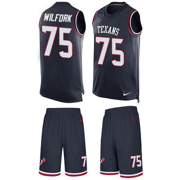 Nike Texans #75 Vince Wilfork Navy Blue Team Color Men's Stitched NFL Limited Tank Top Suit Jersey Nike Texans #75 Vince Wilfork Navy Blue Team Color Men's Stitched NFL Limited Tank Top Suit Jersey