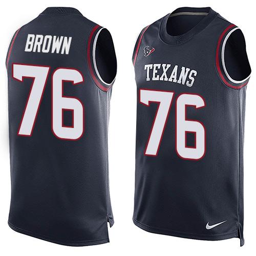 Nike Texans #76 Duane Brown Navy Blue Team Color Men's Stitched NFL Limited Tank Top Jersey Nike Texans #76 Duane Brown Navy Blue Team Color Men's Stitched NFL Limited Tank Top Jersey
