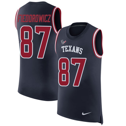 Nike Texans #87 C.J. Fiedorowicz Navy Blue Team Color Men's Stitched NFL Limited Rush Tank Top Jersey