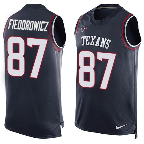Nike Texans #87 C.J. Fiedorowicz Navy Blue Team Color Men's Stitched NFL Limited Tank Top Jersey Nike Texans #87 C.J. Fiedorowicz Navy Blue Team Color Men's Stitched NFL Limited Tank Top Jersey