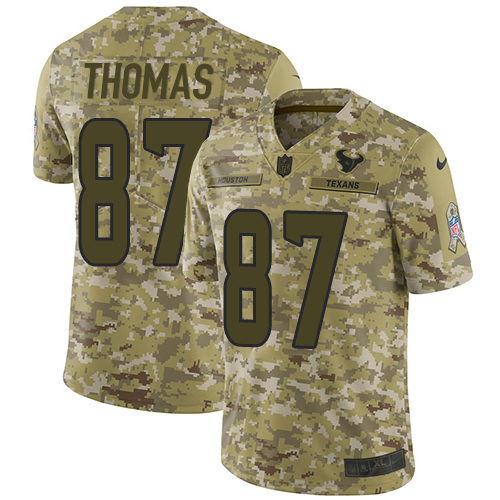 Nike Texans #87 Demaryius Thomas Camo Men's Stitched NFL Limited 2018 Salute To Service Jersey