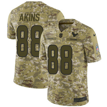 Nike Texans #88 Jordan Akins Camo Men's Stitched NFL Limited 2018 Salute To Service Jersey Nike Texans #88 Jordan Akins Camo Men's Stitched NFL Limited 2018 Salute To Service Jersey