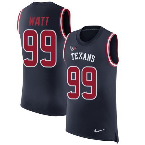 Nike Texans #99 J.J. Watt Navy Blue Team Color Men's Stitched NFL Limited Rush Tank Top Jersey Nike Texans #99 J.J. Watt Navy Blue Team Color Men's Stitched NFL Limited Rush Tank Top Jersey