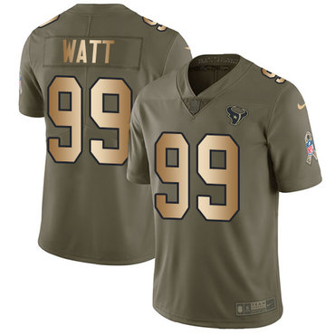 Nike Texans #99 J.J. Watt Olive Gold Men's Stitched NFL Limited 2017 Salute To Service Jersey Nike Texans #99 J.J. Watt Olive Gold Men's Stitched NFL Limited 2017 Salute To Service Jersey